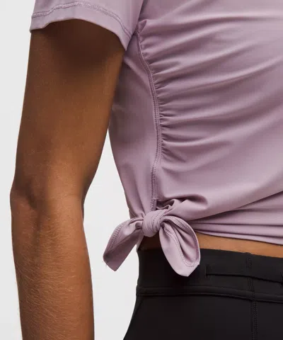 Lululemon Side-ruched Running Short-sleeve Shirt In Purple