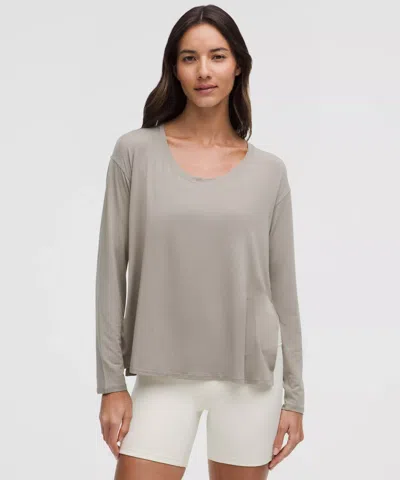 Lululemon Silkappeal Side-slit Long-sleeve Shirt In Gray