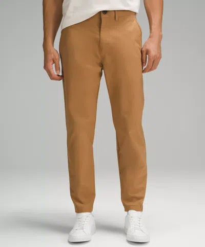 Lululemon Slim-tapered Smooth Twill Trousers Cropped In Brown
