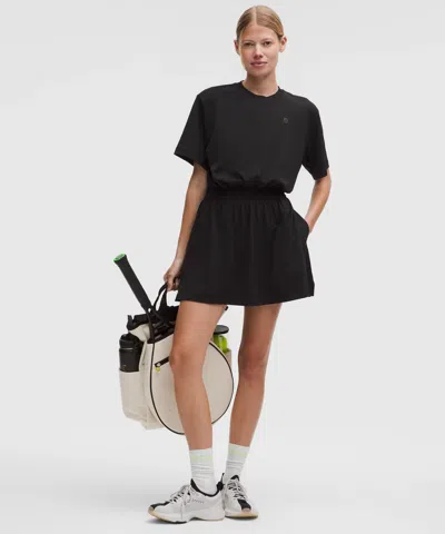 Lululemon Smocked-waist T-shirt Dress In Black