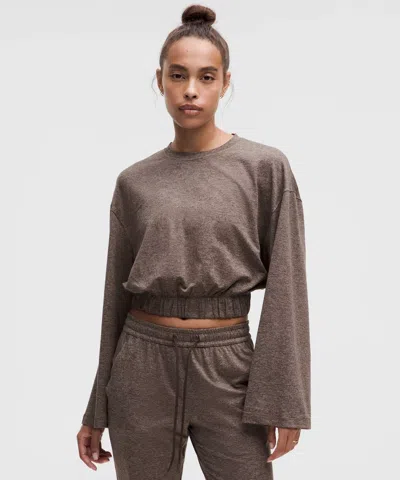 Lululemon Soft Jersey Relaxed Cinchable Crewneck Long-sleeve Shirt In Brown
