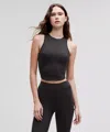 Lululemon Soft Sueded Crewneck Cropped Tank Top In Black