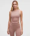 Lululemon Soft Sueded Crewneck Cropped Tank Top In Pink