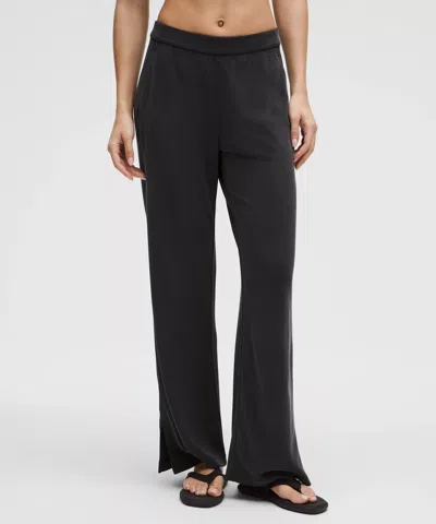 Lululemon Softstreme High-rise Wide-leg Pique Pants Regular In Black