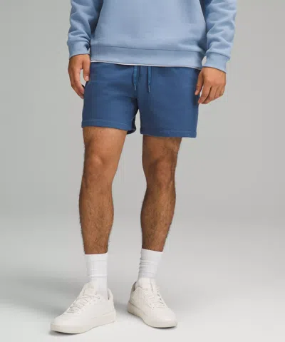 Lululemon Textured Double-knit Cotton Shorts 7" In Blue
