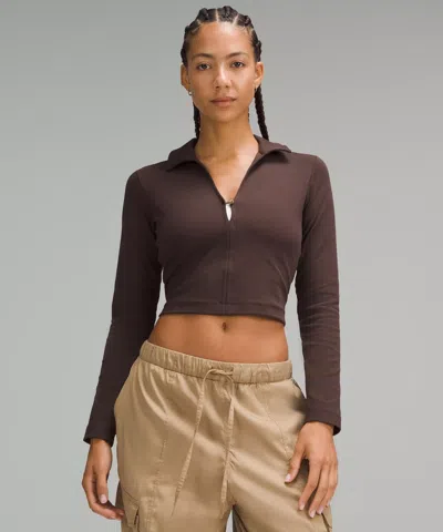 Lululemon Stretch Cotton Long-sleeve Polo Shirt In Brown