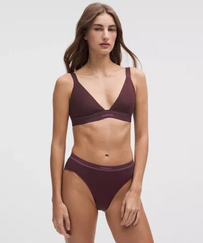 Lululemon Stretch Cotton Ribbed Logo Bralette In Brown