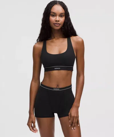 Lululemon Stretch Cotton Ribbed Logo Racerback Bralette A-c Cups