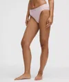 Lululemon Stretch Cotton Ribbed Logo Super-high-rise Bikini Underwear In Pink