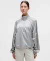 Lululemon Stretch-satin Flocked Training Jacket In Silver
