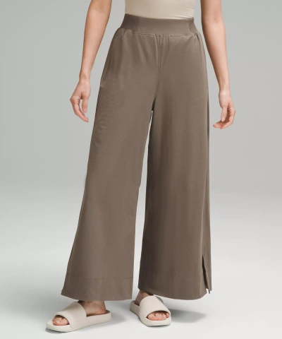 Lululemon Stretch Woven High-rise Wide-leg Cropped Pants In Brown