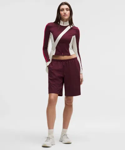 Lululemon Striped Baggy Low-rise Track Short 9.5" In Burgundy