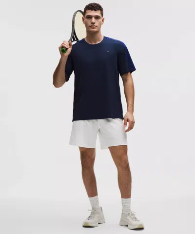 Lululemon Striped Mesh Tennis Short 7" In White
