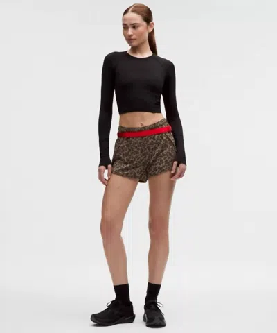 Lululemon Swiftly Mid-rise Shorts In Mesh True Leopard Chino Night Brown In Blue