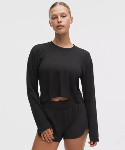 Lululemon Swiftly Perforated Stripe Long-sleeve Shirt In Blue