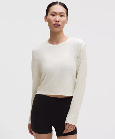 Lululemon Swiftly Perforated Stripe Long-sleeve Shirt In White