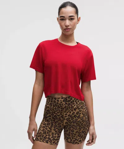 Lululemon Swiftly Perforated Stripe Short-sleeve Shirt In Red