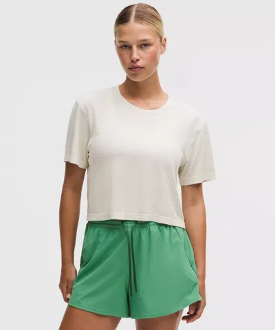 Lululemon Swiftly Perforated Stripe Short-sleeve Shirt In White