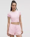 Lululemon Swiftly Pointelle Cropped Short-sleeve Shirt