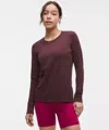 Lululemon Swiftly Relaxed Long-sleeve Shirt Hip Length In Burgundy