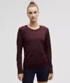 Lululemon Swiftly Relaxed Long-sleeve Shirt Hip Length In Red