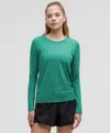 Lululemon Swiftly Relaxed Long-sleeve Shirt Hip Length In Green