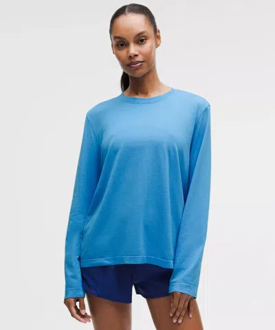 Lululemon Swiftly Relaxed Long-sleeve Shirt Hip Length In Blue
