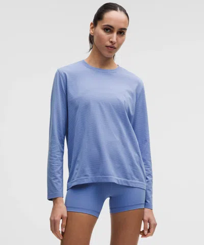 Lululemon Swiftly Relaxed Long-sleeve Shirt Hip Length In Blue