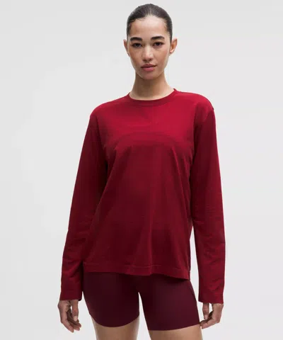 Lululemon Swiftly Relaxed Long-sleeve Shirt Hip Length In Red