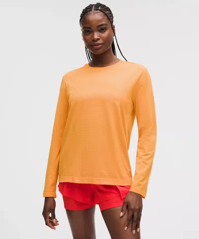 Lululemon Swiftly Relaxed Long-sleeve Shirt Hip Length In Yellow