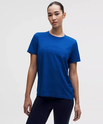Lululemon Swiftly Relaxed Short-sleeve Shirt Hip Length In Blue