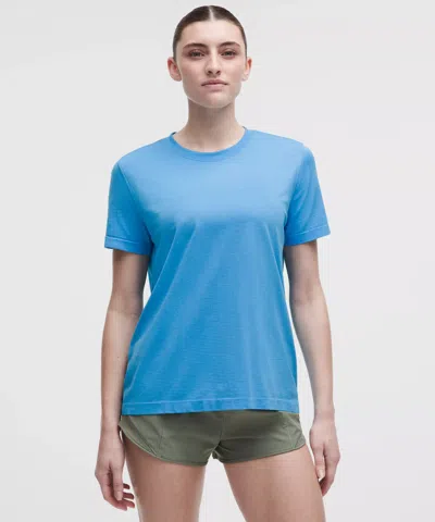Lululemon Swiftly Relaxed Short-sleeve Shirt Hip Length In Blue