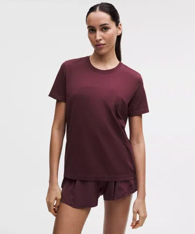 Lululemon Swiftly Relaxed Short-sleeve Shirt Hip Length In Brown
