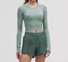 Lululemon Swiftly Tech Cropped Long Sleeve 2.0 Tee In Crater Blue