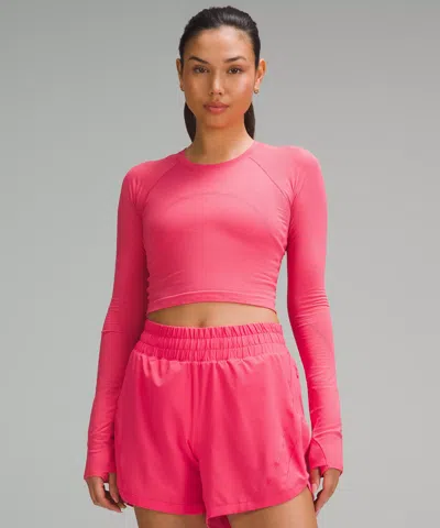 Lululemon Swiftly Tech Cropped Long-sleeve Shirt 2.0 In Pink