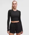 Lululemon Swiftly Tech Cropped Long-sleeve Shirt 2.0 In Black