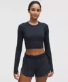 Lululemon Swiftly Tech Cropped Long-sleeve Shirt 2.0 In Blue