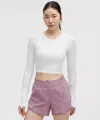 Lululemon Swiftly Tech Cropped Long-sleeve Shirt 2.0 In White