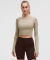 Lululemon Swiftly Tech Cropped Long-sleeve Shirt 2.0 In Brown