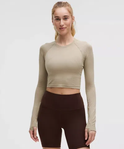 Lululemon Swiftly Tech Cropped Long-sleeve Shirt 2.0 In Brown