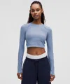 Lululemon Swiftly Tech Cropped Long-sleeve Shirt 2.0 In Blue