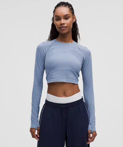 Lululemon Swiftly Tech Cropped Long-sleeve Shirt 2.0 In Blue