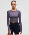 Lululemon Swiftly Tech Cropped Long-sleeve Shirt 2.0 In Blue