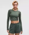 Lululemon Swiftly Tech Cropped Long-sleeve Shirt 2.0 In Gray