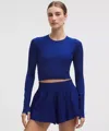 Lululemon Swiftly Tech Cropped Long-sleeve Shirt 2.0 In Blue