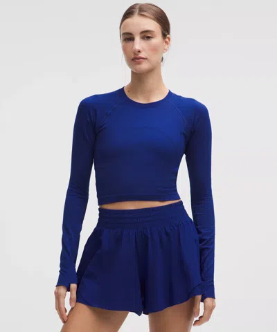 Lululemon Swiftly Tech Cropped Long-sleeve Shirt 2.0 In Blue