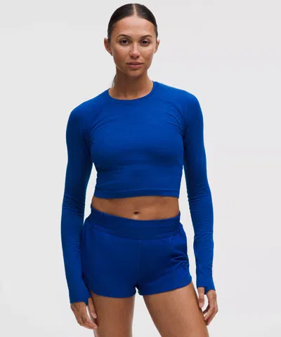Lululemon Swiftly Tech Cropped Long-sleeve Shirt 2.0 In Blue