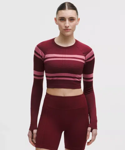 Lululemon Swiftly Tech Cropped Long-sleeve Shirt 2.0 In Burgundy