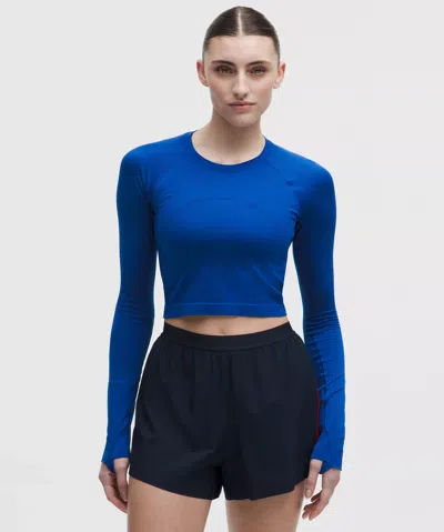 Lululemon Swiftly Tech Cropped Long-sleeve Shirt 2.0 In Blue