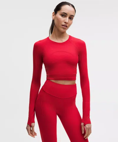 Lululemon Swiftly Tech Cropped Long-sleeve Shirt 2.0 In Red